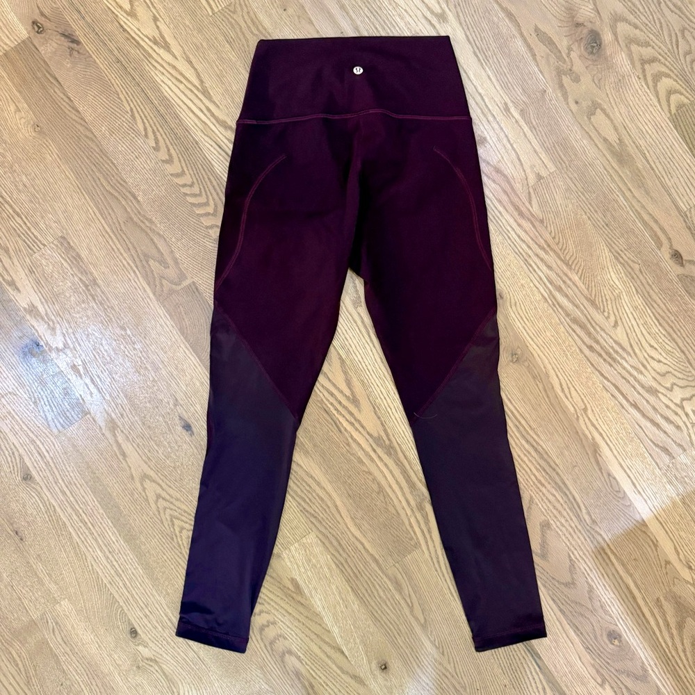 Lululemon Maroon Wine Fast & Free w/ Mesh 25” Inseam, Size 6